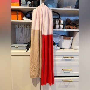 Colorblock Cozy Scarf / Shawl - Pink, Beige, Red